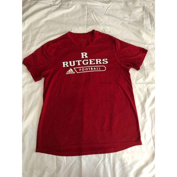 Rutgers Football Scarlet Knights Adidas Size L Shirt Short Sleeve Aeroready Red - Picture 1 of 8